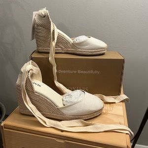 Women’s Platform Wedges Espadrilles, 3" Wedge, Soft Ankle-Tie Strap, Closed Toe